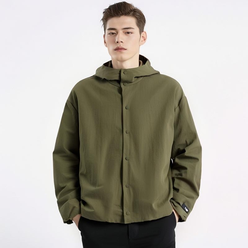 Fear of God Куртка-тренер Essentials из текстурированного нейлона с капюшоном, военная мужская верхняя одежда, зеленая 202BT246375F