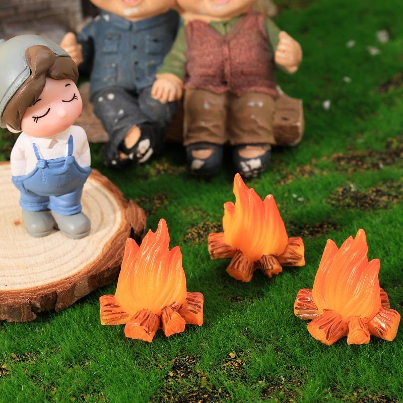 10PCS Mini Campfire Models Fake Fire Resin Flame Artificial Micro Miniatures Fireplace Dollhouse Micro Landscaping Ornaments