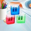 Dual-Hole Pencil Sharpener 4 Color Transparent Plastic Sharpener for Standard Jumbo Pencils Kid-Friendly Portable Pencil Sharpener with Cover