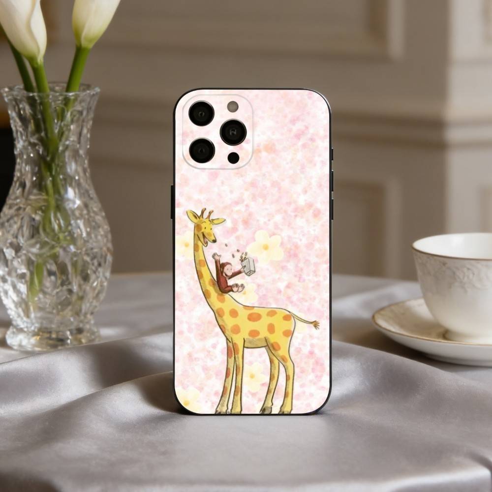 Чехол для телефона M-Mokey C-Curious-S G-Georges для iPhone 17,16,15,14,13,12,11 Plus,Pro Max,XS, Мягкий силиконовый черный чехол