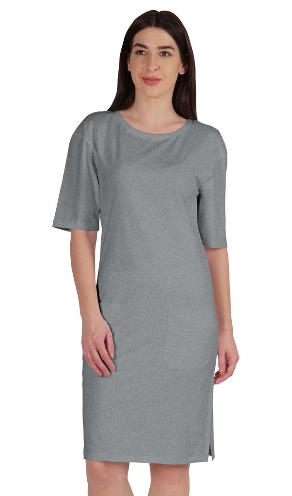 Inkmeso Женское платье-футболка с рукавами по локоть, стандартного кроя, с передними карманами