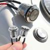 Small Round Chrome-Plated Stainless Steel Metal 2-Pin N/O Flat Tall Pushbutton Switch 12V Waterproof Power Pushbutton Pushbutton Switches 3