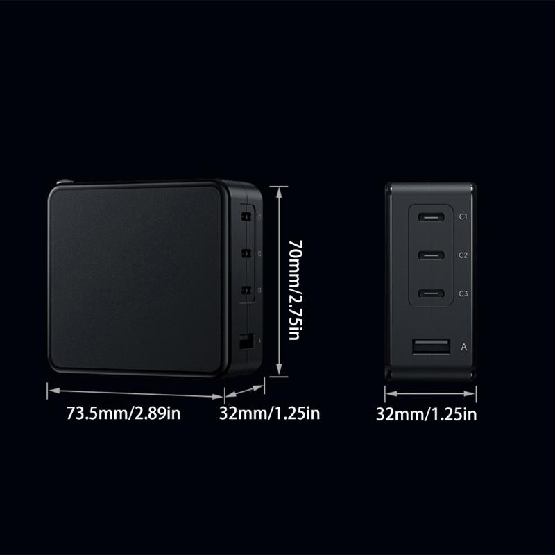 Быстрое зарядное устройство 100 Вт для настенного использования, 3 порта USB C, 1 порт USB A, одновременная зарядка нескольких устройств, интеллектуальный контроль температуры