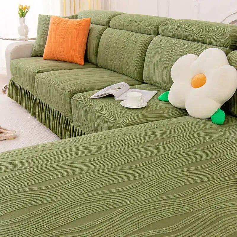 Жаккардовые флисовые чехлы для диванов с юбкой, эластичный матрас для дивана на 1/2/3/4 места, удобный универсальный чехол для углового дивана