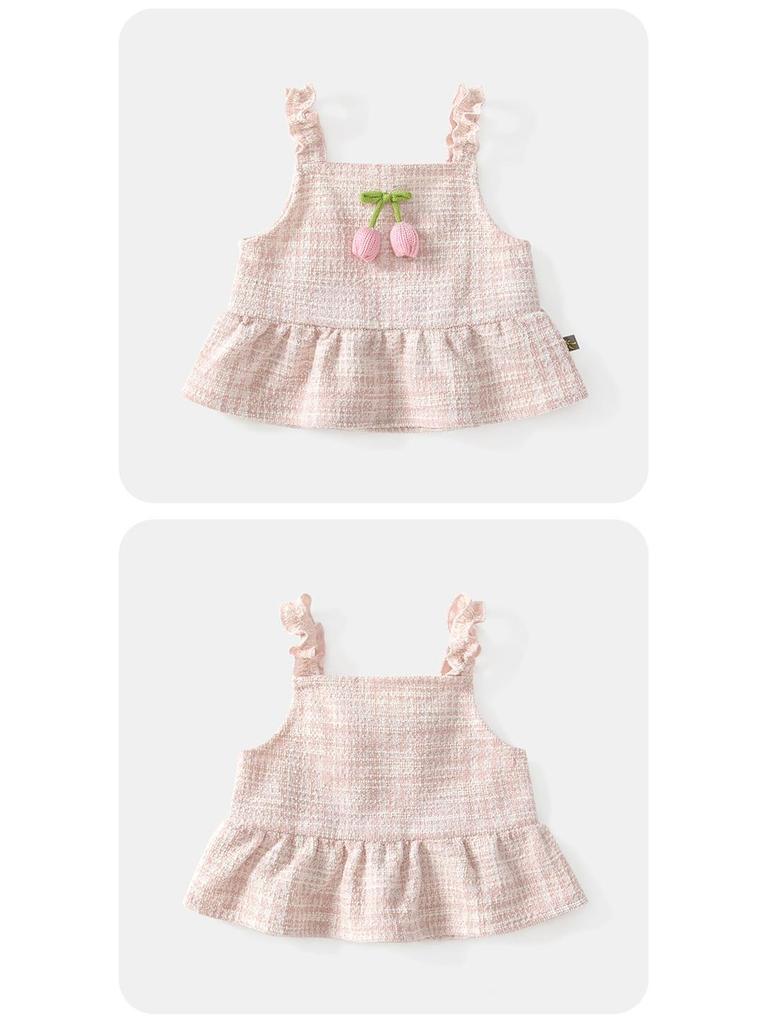 Модный корейский стиль 2025 года, розовый цветочный осенний комплект-тройка для девочек