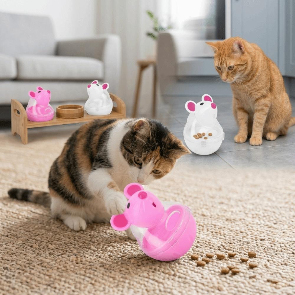 Mouse Head Shaped Cat Toy Polyester & Polymeric Material Cat Treat Dispenser  Indoor Play