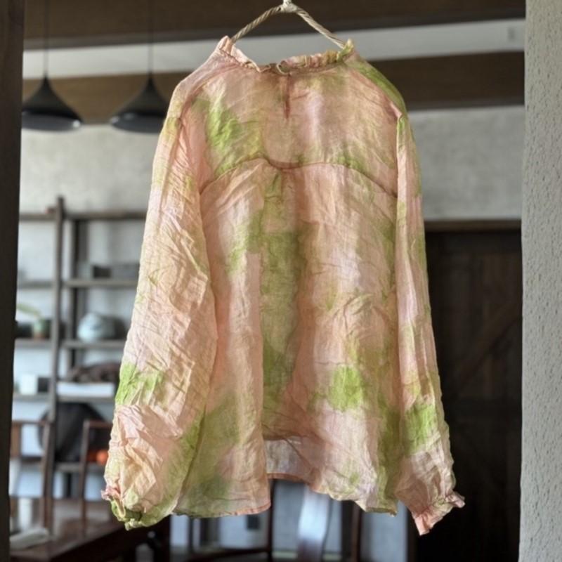 Johnature Женские винтажные рубашки с длинным рукавом, весенние, с круглым вырезом, высококачественные женские свободные рубашки с цветочным принтом