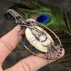 Orange Scolecite, Moonstone Gemstone Copper Wire Wrap Jewelry Pendant 3.47"