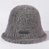 Rabbit Hair Bucket Hat Women's Autumn Winter Solid Color Plush Fisherman Hat Warm Basin Hat