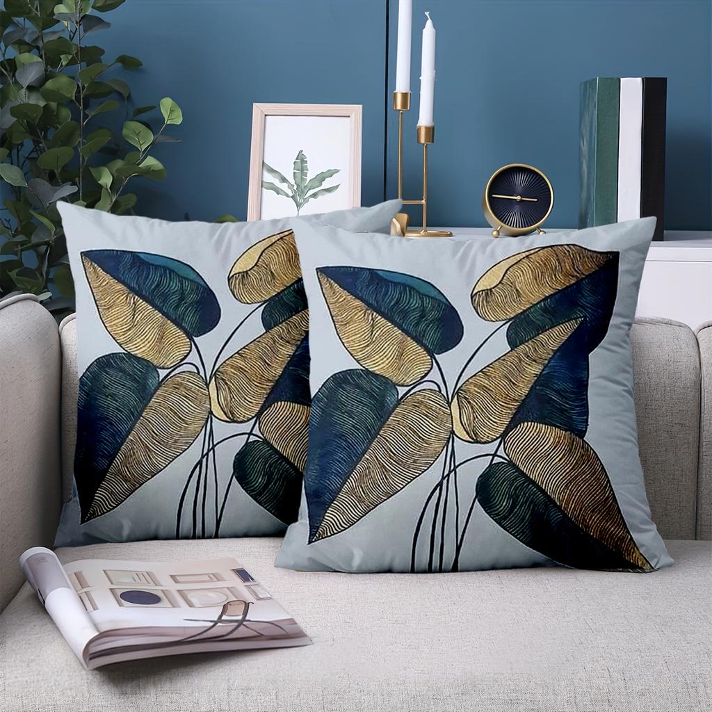 1 шт. - 2D плоская печать Изысканный лиственный узор Наволочки для декоративных подушек Полиэстеровая наволочка диванная декоративная наволочка
