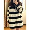 Gothic Sweaters Women Harajuku Punk Knitted Stripes Jumper Vintage Plus Size Loose Long Sleeve Pullover Tops Streetwear