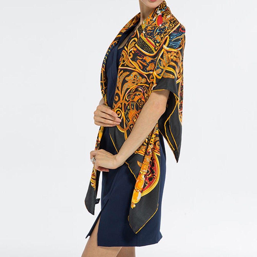 Женский модный повседневный шелковый квадратный платок с принтом, шаль, шарф
