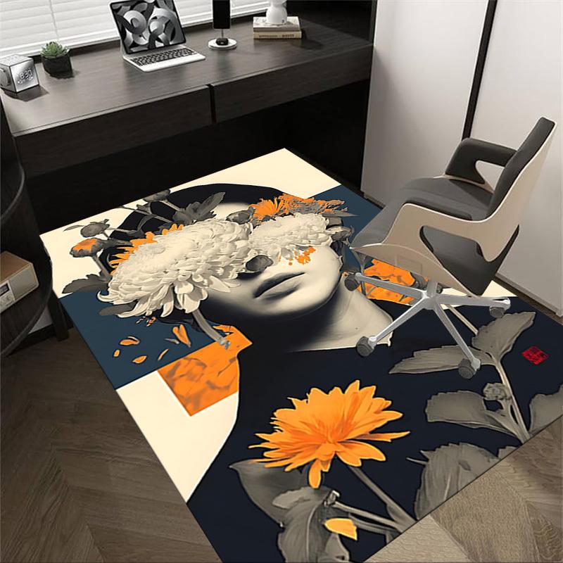 1PC Flower Portrait Carpet Office Rug Mat Home Decor Area Carpet Festival Gift Office desk chair carpet Longlasting Material