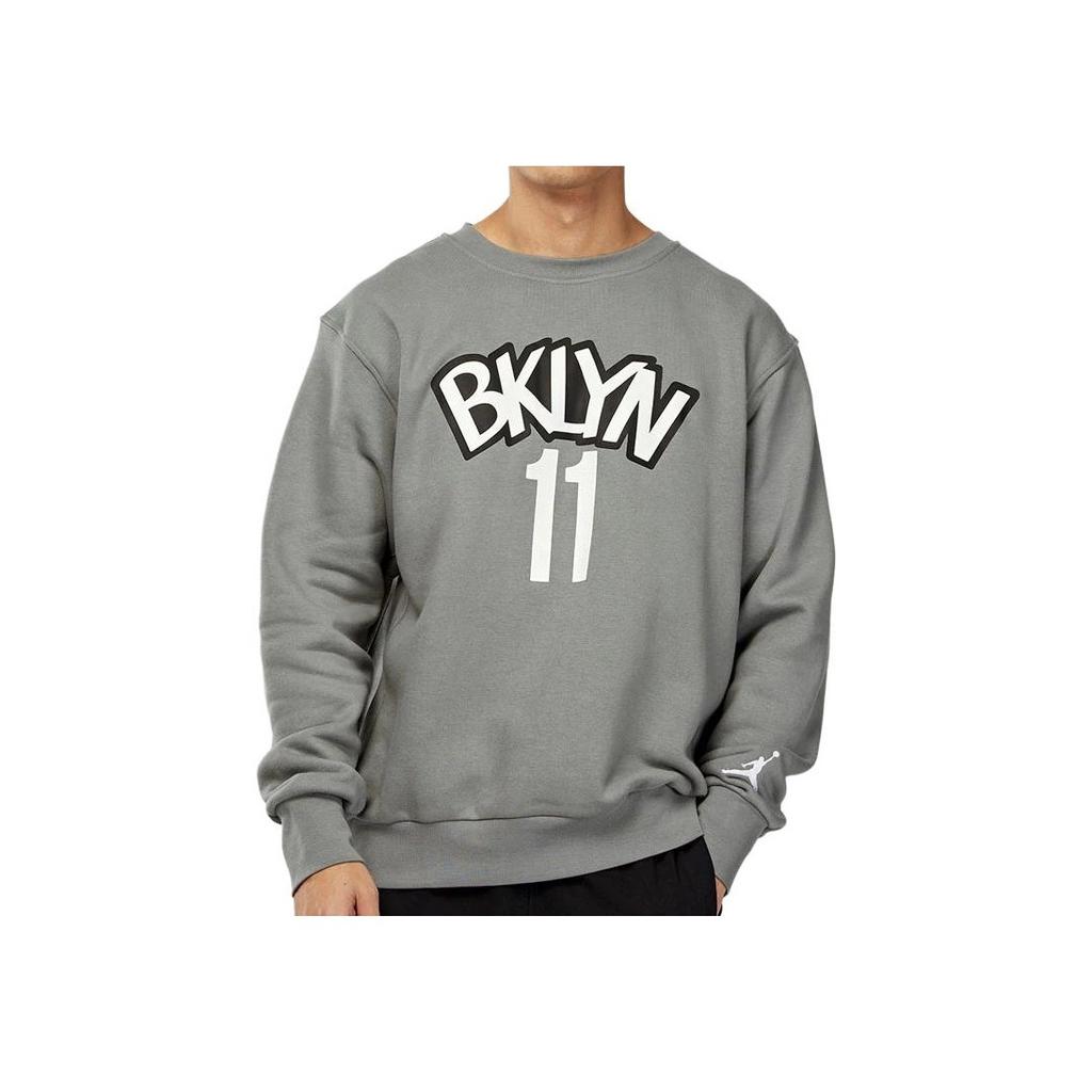 Jordan Толстовка с круглым вырезом Brooklyn Nets, мужские топы, темно-стальной-серый CN1035-002