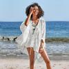 2021 Summer Women Beachwear Sexy White Crochet Tunic Beach Wrap Dress Woman Swimwear Swimsuit Cover-ups Bikini Cover Up Q1280