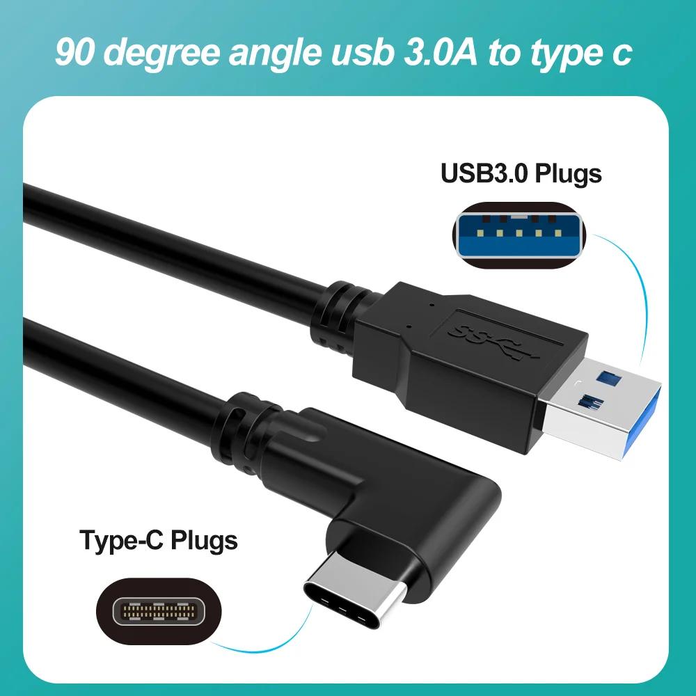 Type C Right-Angle 5Gbps Fast Speed VR Link Data Cable 3A Fast Charging PVC Braid Shielding for Camera & Computer