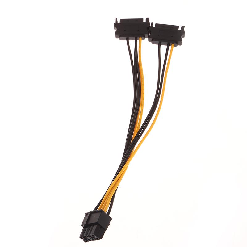 1 шт. Кабель питания Двойной 15-контактный SATA Папа к 8-контактному Папа PCI Express PCI-E Адаптер-разветвитель для видеокарты