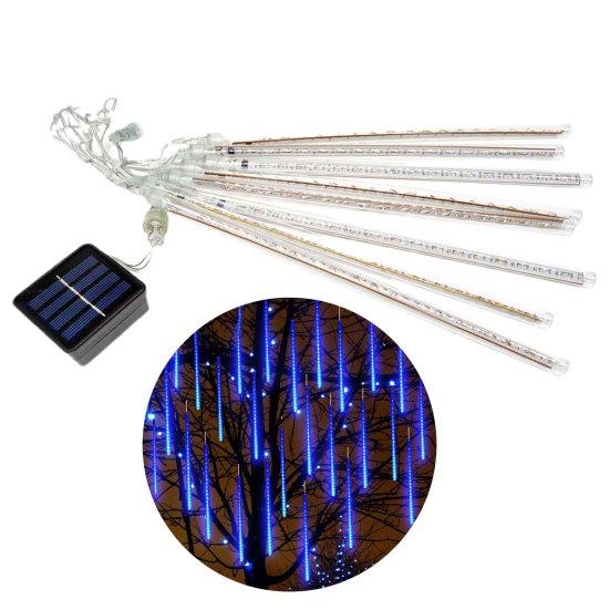 Светодиодный метеорный дождь, 8 лампочек, бусины, 144 солнечных батарей, уличный декор рождественской елки