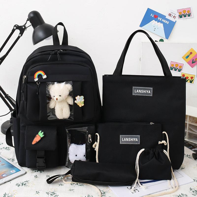 5 шт. Наборы Холщовый школьный рюкзак для девочек и женщин Backpackd Женский рюкзак Студенческий детский рюкзак Открытый рюкзак