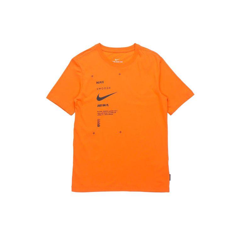 Nike Спортивная одежда Swoosh Club с принтом алфавита, футболка с круглым вырезом и короткими рукавами, мужские топы, оранжевый DJ5374-801