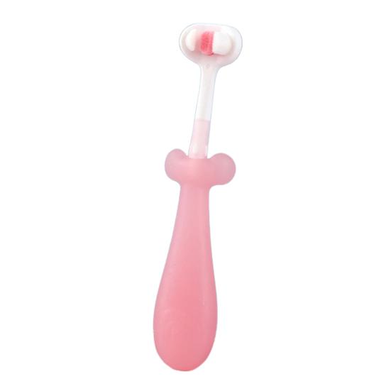 Children Toothbrush with Three-Head Design Cartoon Shape Bright Color Soft Bristles Kids Toothbrush Oral