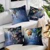 Enchanted Rainforest Floral Pillowcase: Lush Waterfall & Flower Pattern Cushion Cover For Magical Sofa Bedroom Home Decor