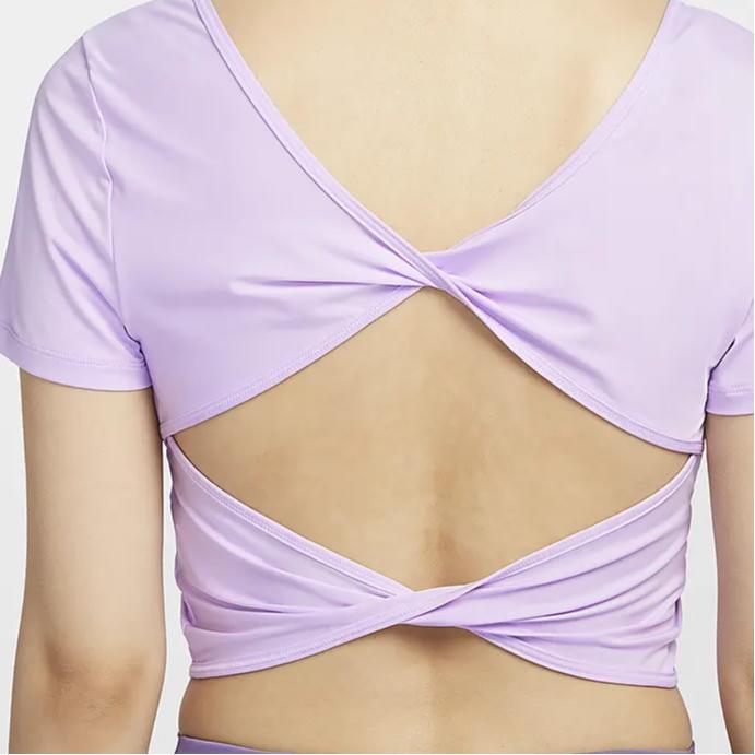 Nike Одна классическая однотонная короткая футболка с круглым вырезом, быстросохнущая, с коротким рукавом, женская футболка, сиренево-красная FN2852-512