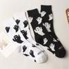 1Pair Halloween Middle Tube Socks Cute Cartoon Ghost Socks Unisex  Autumn Winter Warm Socks Couple Gifts