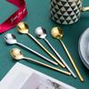 Stainless Steel Round Spoon Coffee Dessert Spoon Stainless Steel Titanium Stirring Spoon