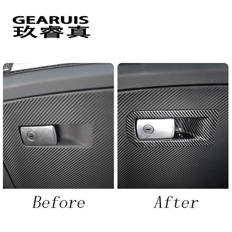 Car Styling Carbon Fiber Copilot Glove Box Handle Decoration Covers Stickers Trim For BMW X3 G01 2018 Interior Auto