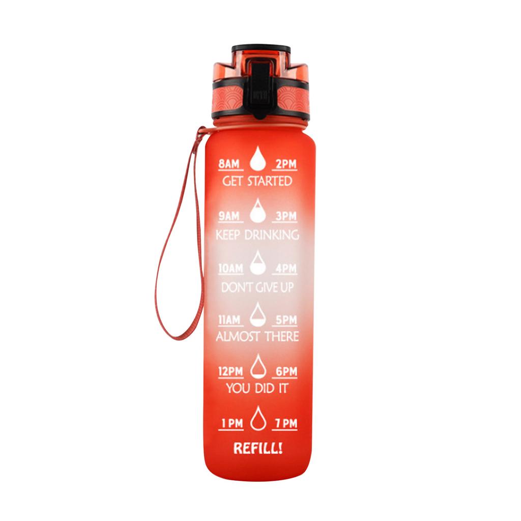Large Water Bottle With Motivational Time & Removable Strainer, For Fitness, Gym And Outdoor Sports