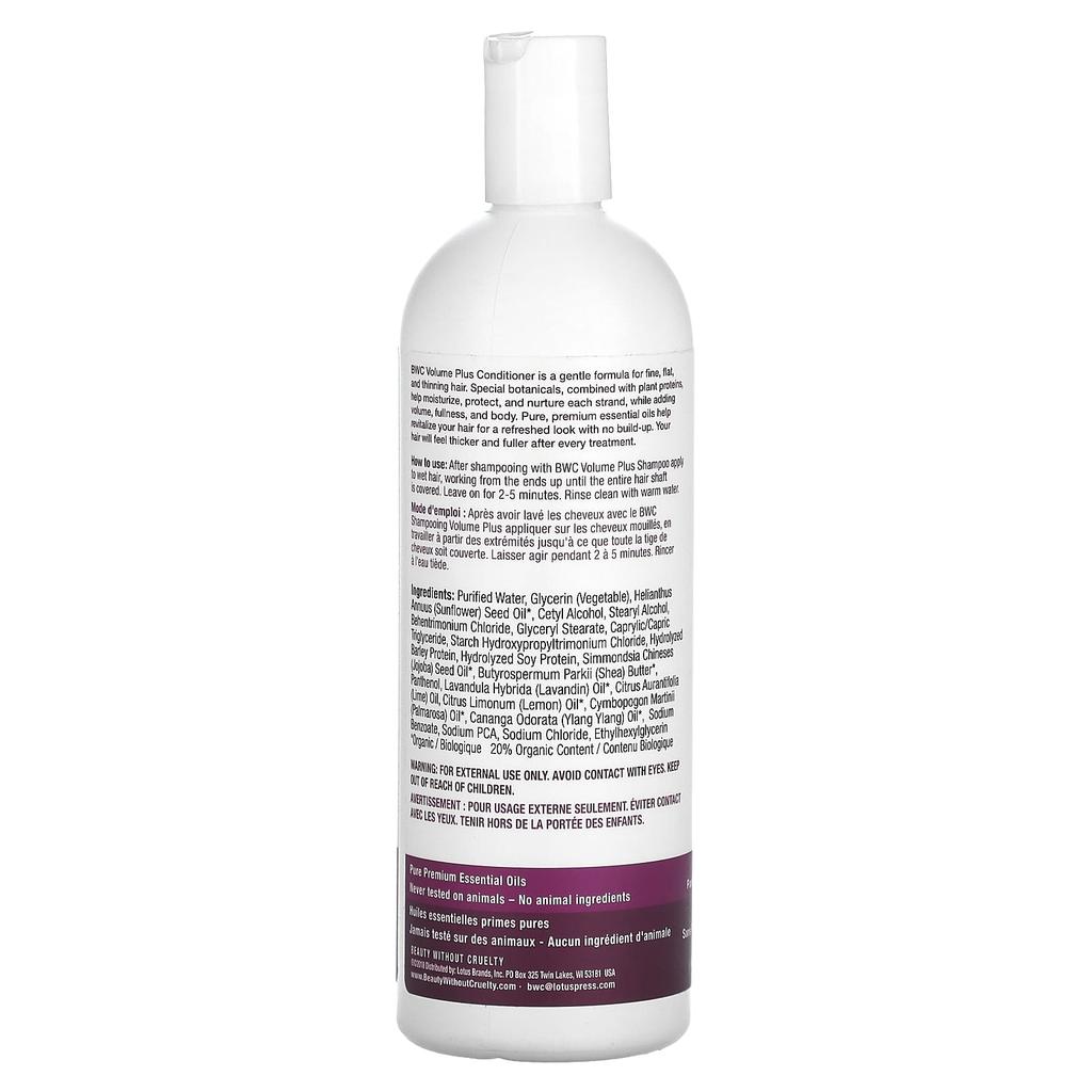 Beauty Without Cruelty Conditioner, Volume Plus, 16 Fl Oz (473 Ml)