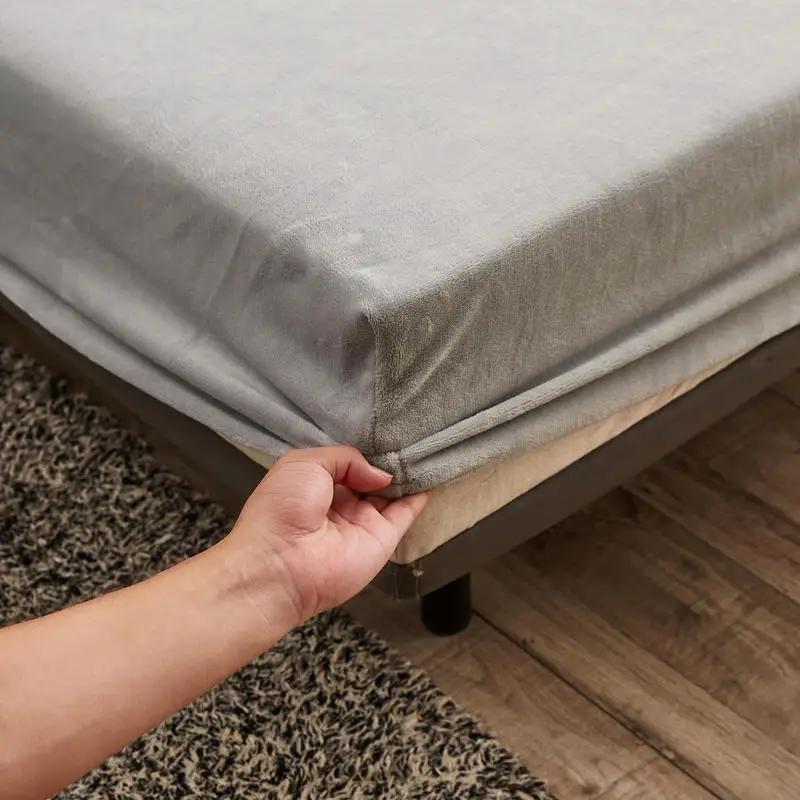 Winter Plush Elastic Fitted Sheet Double Bed Sheet Soft Warm Velvet Bedspread Mattress Cover Bed Linen Protector 90 150 160 180