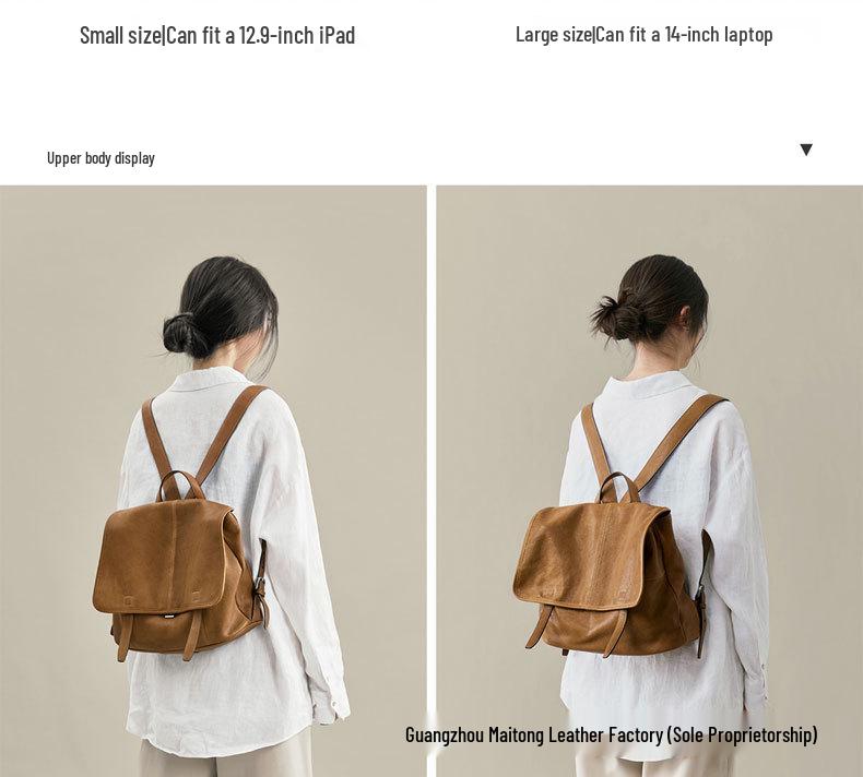 Qiu Zhen Рюкзак-мессенджер из овчины растительного дубления 2025 - Большая вместимость, для работы и повседневного использования