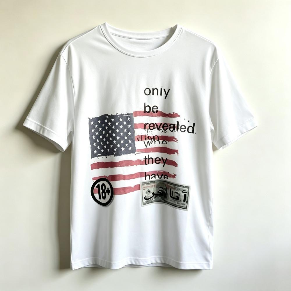 Vintage American Flag Graphic Tshirt White Inner Collar Casual Streetwear Tee Available In Black White For Daily Wear