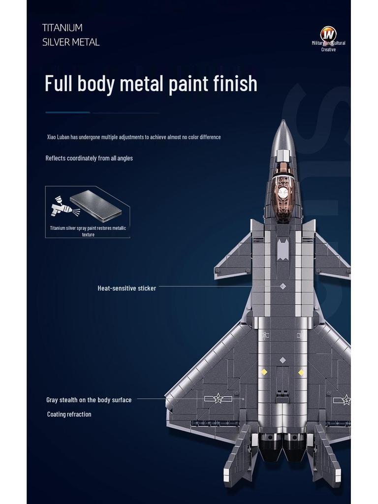 Xiao Luban J-20 Fighter Plane Block Model - Children's Educational Toy & School Gift