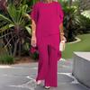 Women's 2-Piece Chiffon Set Casual Plus Size Wide Pant Suit Ruffle Asymmetric Layers Wedding Guest Outfit for Spring Summer