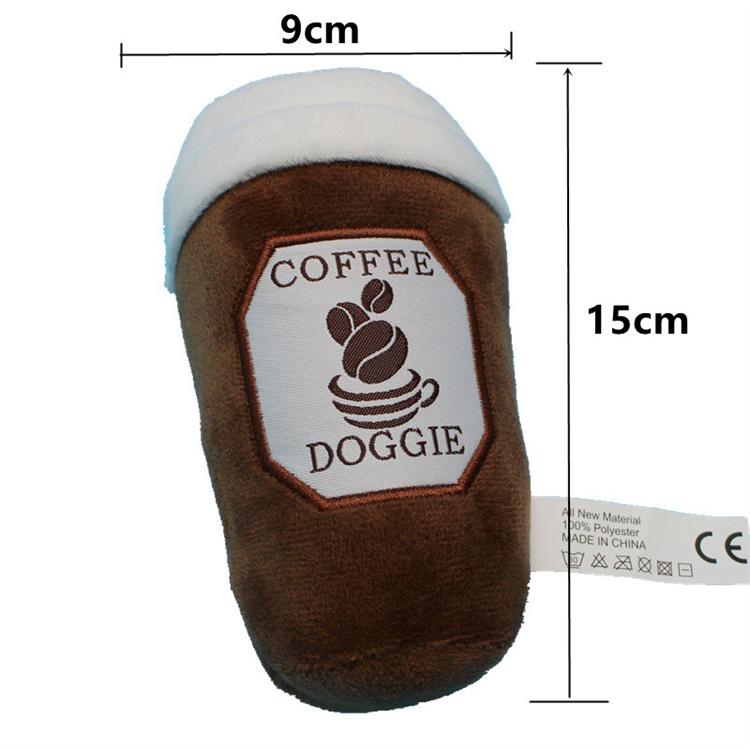 Customized Lifelike Bite Resistant Chew Stuffed Squeaky Coffee Cup Plush Dog Toys