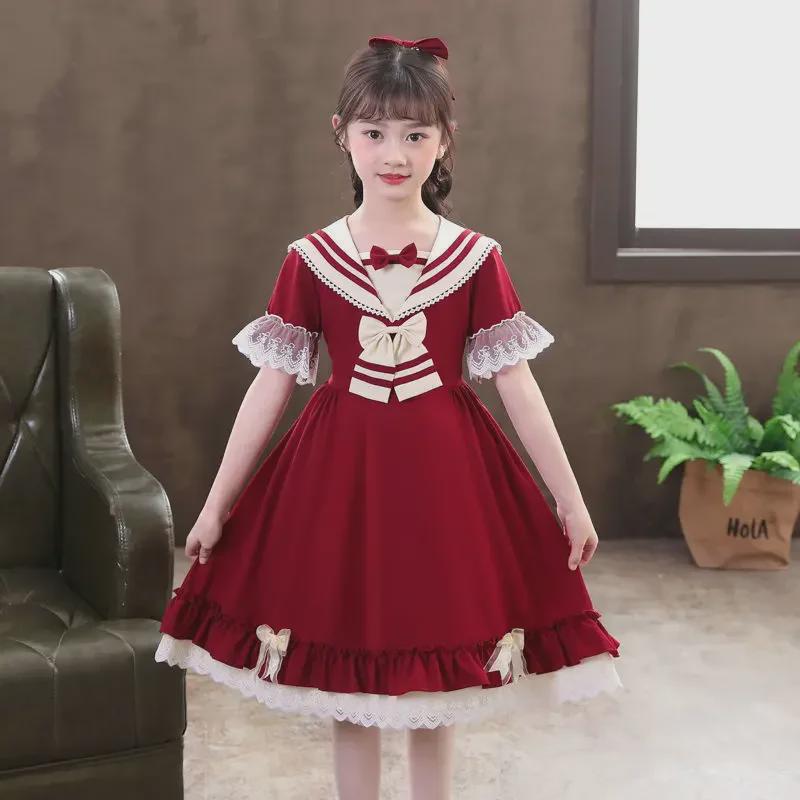 Стильное летнее платье принцессы Лолиты с короткими рукавами для девочек