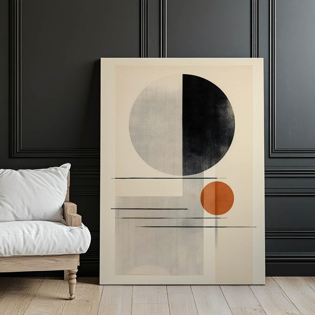 Geometryczna Abstrakcja Geometryczna Abstrakcja, 30X40 Cm, Rama Drewniana Jasny Dąb, Papier Matowy 230 Gsm