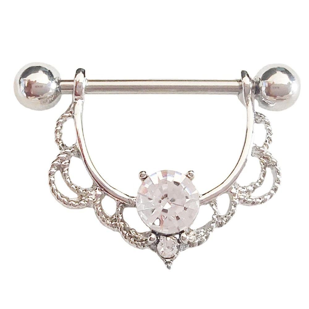 Кольцо для сосков U-образной формы со штангой и цирконием, полукруглое со стразами, на каждый день