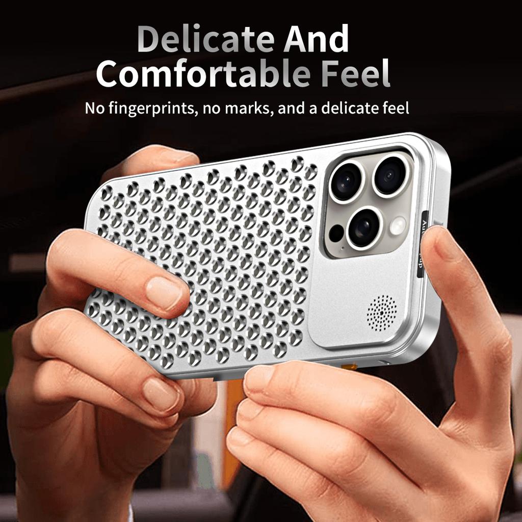 Elastic Buckle Aluminum Alloy Aromatherapy Cover iPhone 16 15 14 Pro Max Case Case For Iphone 12 13 Pro Iphone Case Hollow Heat Dissipation Anti-fall