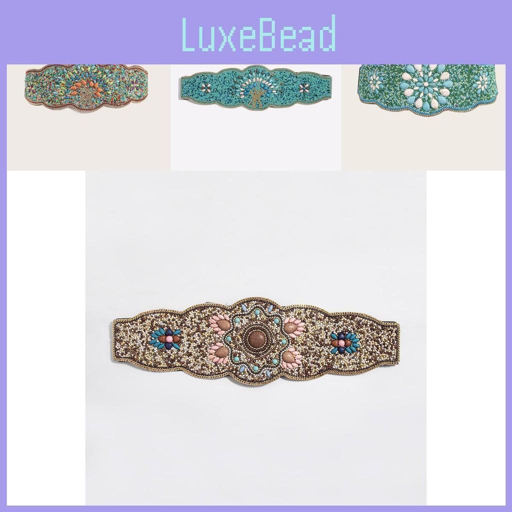Bohemian Beaded Waist Belt With Firework Design And Elastic Closure For Festivals And Travel