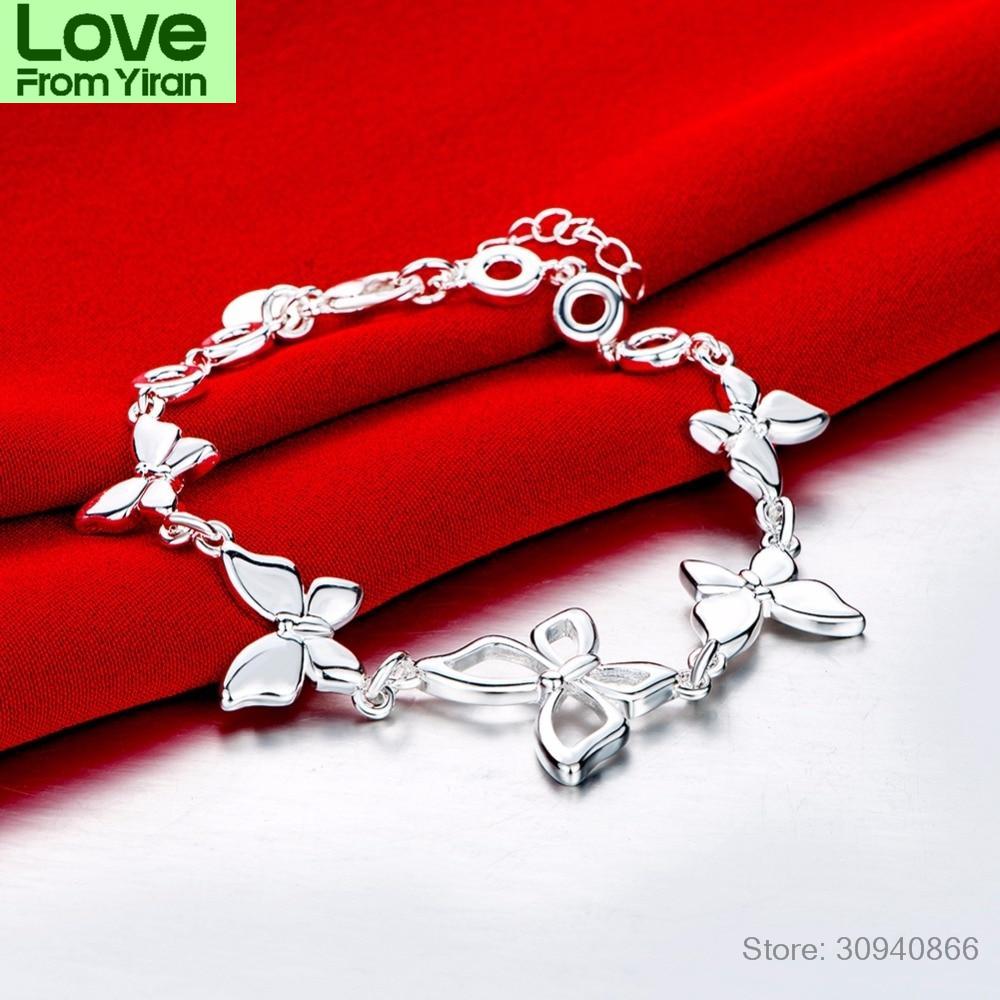 Charming Butterfly Pattern Bracelets Real 925 Sterling Silver Cubic Zirconia For Women Female Pretty Wedding Design Gifts