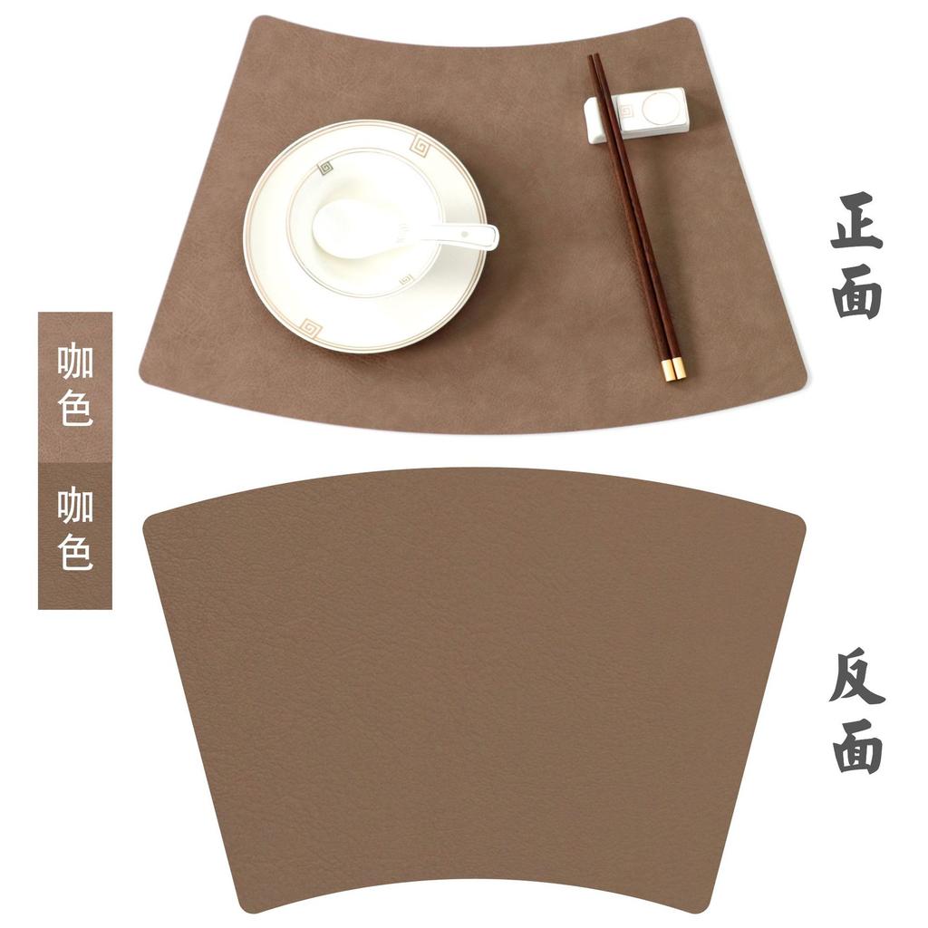 Double-layer retro cowhide pattern round table mat, high-grade leather western dining mat, thermal insulation square dining table mat, advanced sense