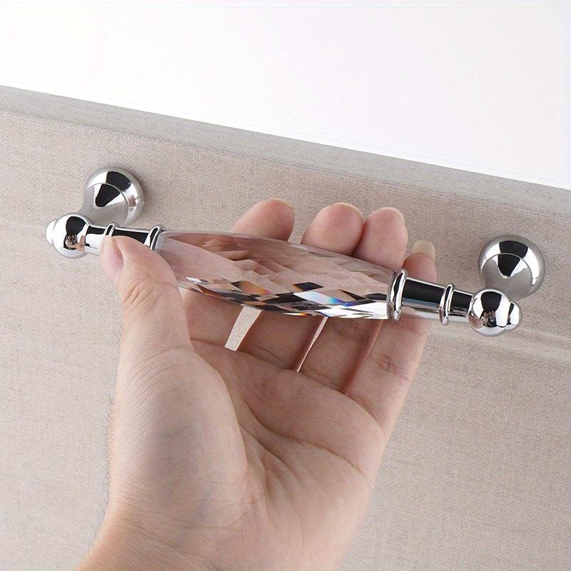 Zinc Alloy Drawer Silvery Long Crystal Handle Dresser Wardrobe Handles for Cabinet Kitchen Pull Cupboard Knob