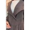 Gray Pleated Ruffle Trim Long Blazer Coat - 2024 Spring/Summer Fashion Trend for Women