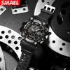 SMAEL Брендовые мужские спортивные часы с двойным дисплеем, аналоговые цифровые светодиодные электронные кварцевые наручные часы, водонепроницаемые военные часы для плавания 8089