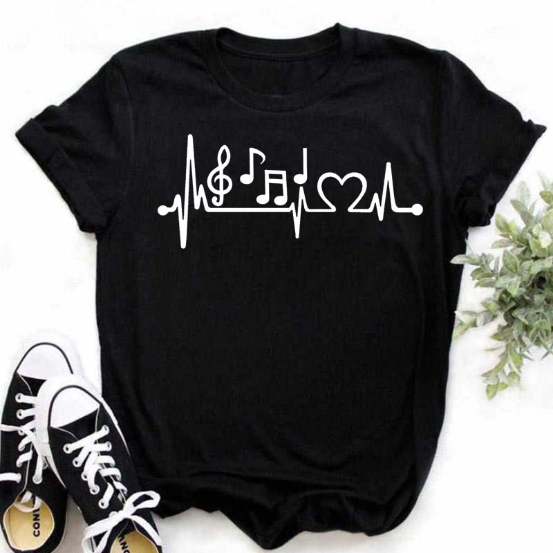 Новая футболка Harajuku Funny Music Note Art T 3D Printe женская футболка музыкальные топы короткие рукава черная футболка