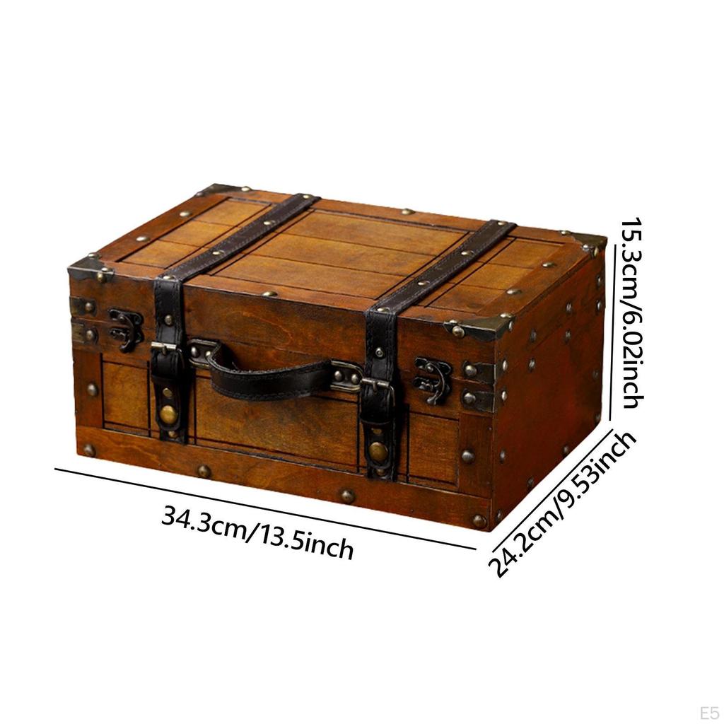 Old Fashioned Wood Storage Box Suitcase Jewelry Chest Elegant for Travelers Versatile with Hinged
